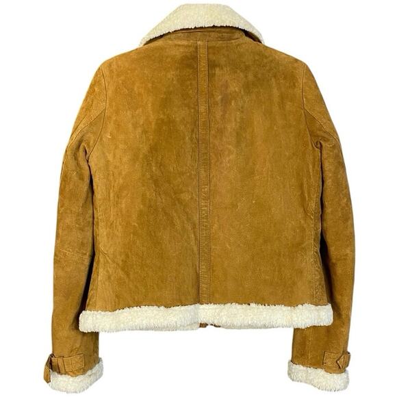 Zara Tan Suede Cropped Moto Jacket - Picture 3 of 9